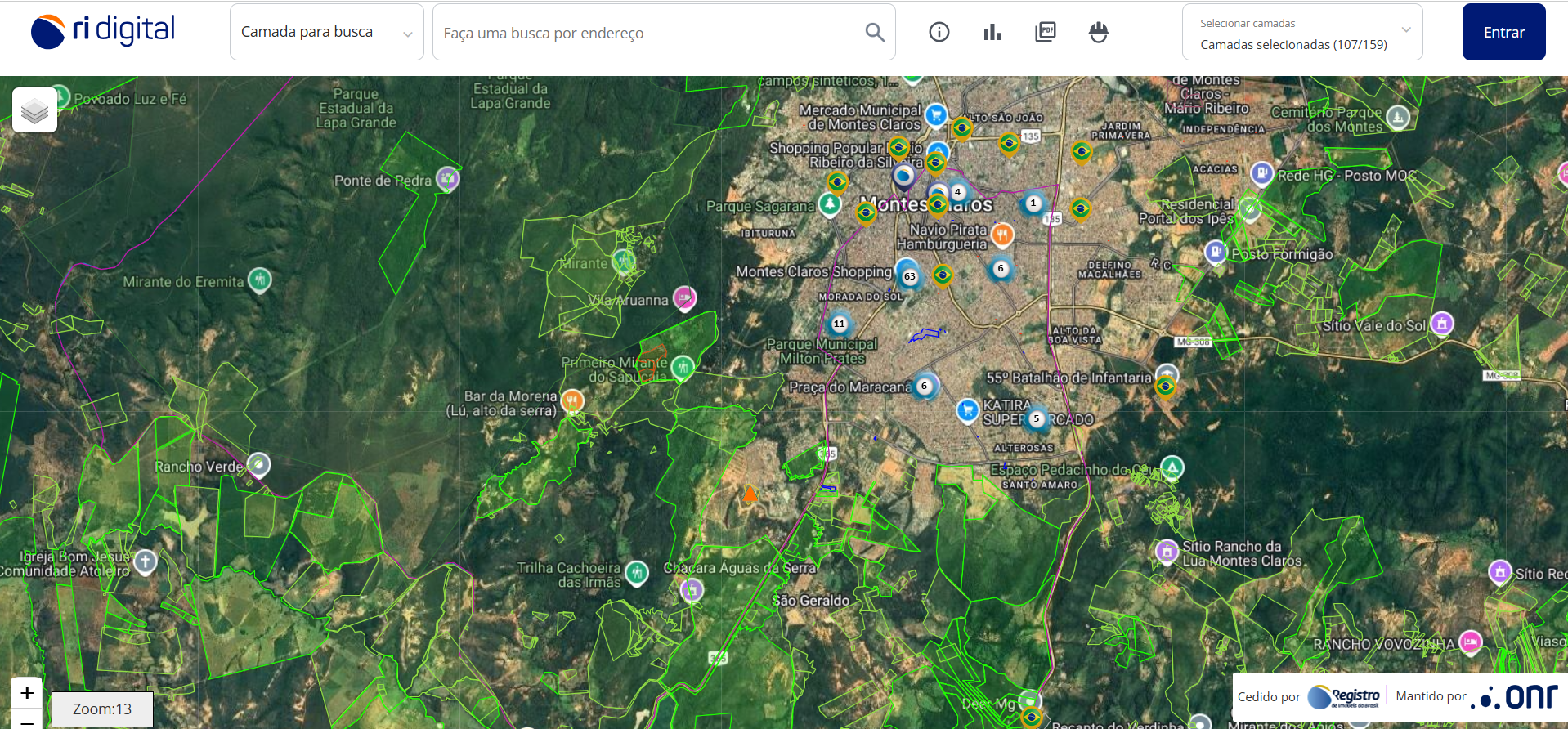 Mapa de circunscrição do 1RIMC